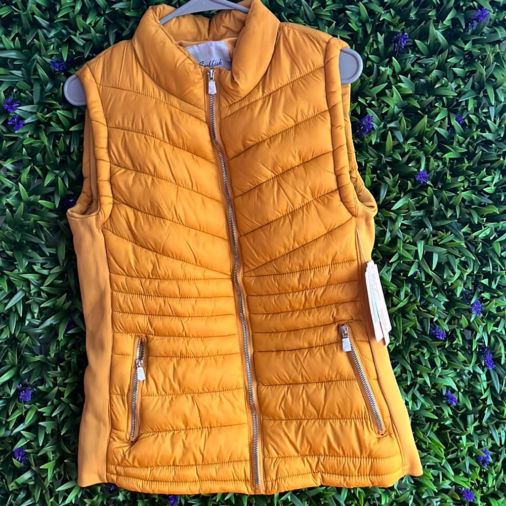 Insulated Winter Vest in mustard yellow